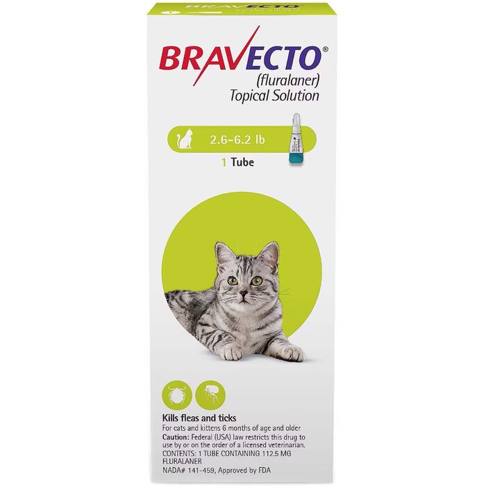 Bravecto for Cats 2.6-6.2 lbs 1 dose Bravecto for Cats 2.6-6.2 lbs 1 dose product detail number 1.0