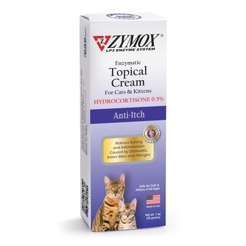 Zymox Enzymatic Topical Cream with .5% Hydrocortisone for Cat & Kitten 1 oz. Tube-product-tile