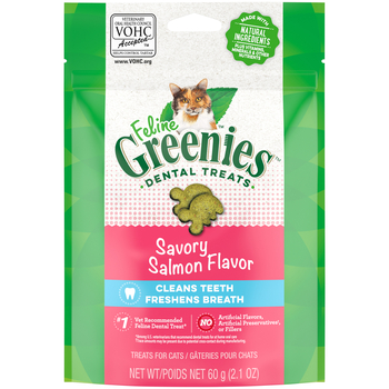 Greenies Adult Dental Cat Treats Savory Salmon Flavor 2.1 oz Pouch-product-tile