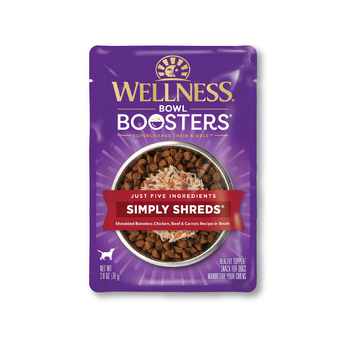 Wellness CORE Bowl Boosters Simply Shreds Chicken, Beef & Carrots Recipe Dog Food Topper 2.8 oz Pouch - Pack of 12-product-tile