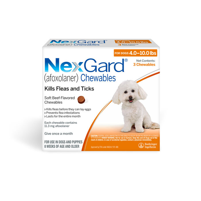 NexGard for Dogs Chewables 4 to 10 lbs, 3pk NexGard for Dogs Chewables 4 to 10 lbs, 3pk product detail number 1.0
