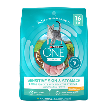 Purina ONE +Plus Sensitive Skin and Stomach Turkey Dry Cat Food 16 lb. Bag-product-tile