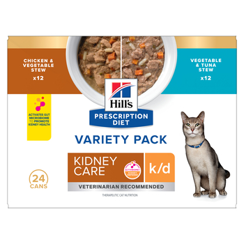 Hill's Prescription Diet k/d Kidney Care Chicken and Vegetable Stew Variety Pack Wet Cat Food - 2.9 oz Cans - Case of 24-product-tile