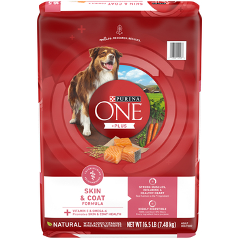 Purina ONE +Plus Skin & Coat Formula Sensitive Stomach Salmon Dry Dog Food 16.5 lb Bag-product-tile
