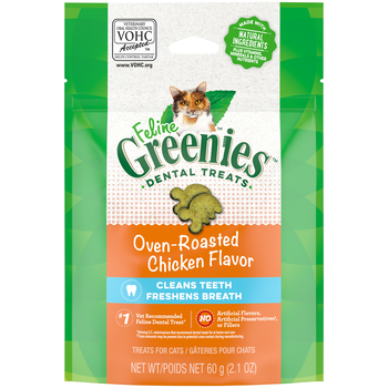 Greenies Adult Dental Cat Treats Oven Roasted Chicken Flavor 2.1 oz Pouch-product-tile