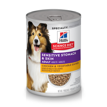 Hill's Science Diet Adult Sensitive Stomach & Skin Chicken & Vegetable Entree Wet Dog Food - 12.8 oz Cans - Case of 12-product-tile
