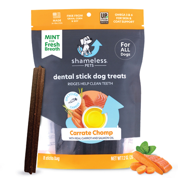 Shameless Pets Carrate Chomp Dental Sticks Dog Treats - Carrot & Salmon Oil Flavor (8 sticks)-product-tile