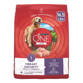 Purina ONE +Plus Vibrant Maturity, High Protein, Adult 7+ Chicken Dry Dog Food 16.5 lb Bag-product-tile