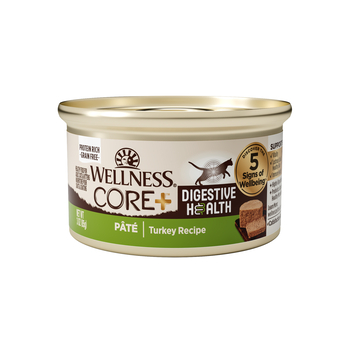 Wellness CORE+ Digestive Health Turkey Pate Wet Cat Food - 3 oz Cans - Case of 12-product-tile