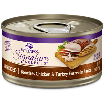 Wellness CORE Signature Selects Grain Free Natural Shredded Chicken & Turkey in Sauce Wet Cat Food - 2.8 oz Cans - Case of 12-product-tile