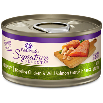 Wellness CORE Signature Selects Natural Grain Free Chunky Chicken & Salmon Canned Wet Cat Food - 2.8 oz Cans - Case of 12-product-tile