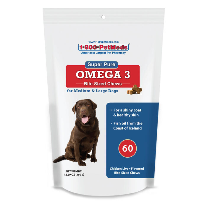 Super Pure Omega 3 Bite-Sized Chews Med & Large Dogs 60 ct Super Pure Omega 3 Bite-Sized Chews Med & Large Dogs 60 ct product detail number 1.0