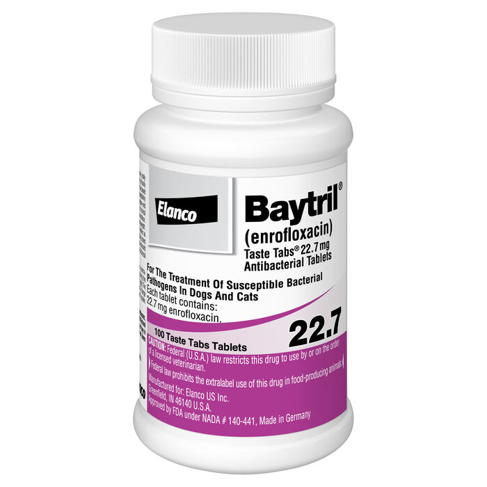Baytril Taste Tabs 22.7 mg (sold per tablet) Baytril Taste Tabs 22.7 mg (sold per tablet) product detail number 1.0