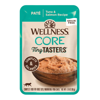 Wellness CORE Tiny Tasters Pate Tuna & Salmon Recipe Wet Cat Food 1.75 oz Pouch - Pack of 12-product-tile