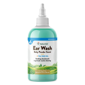 NaturVet Ear Wash with Tea Tree Oil and Baby Powder Scent Liquid 8 fl oz-product-tile