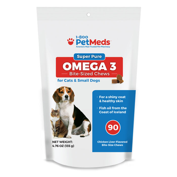 Super Pure Omega 3 Bite-Sized Chews Cats & Small Dogs 90 ct Super Pure Omega 3 Bite-Sized Chews Cats & Small Dogs 90 ct product detail number 1.0