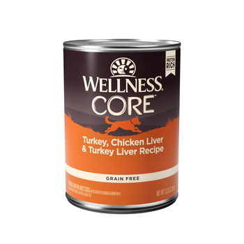Wellness CORE Natural Grain Free Turkey & Chicken Canned Wet Dog Food - 12.5 oz Cans - Case of 12-product-tile