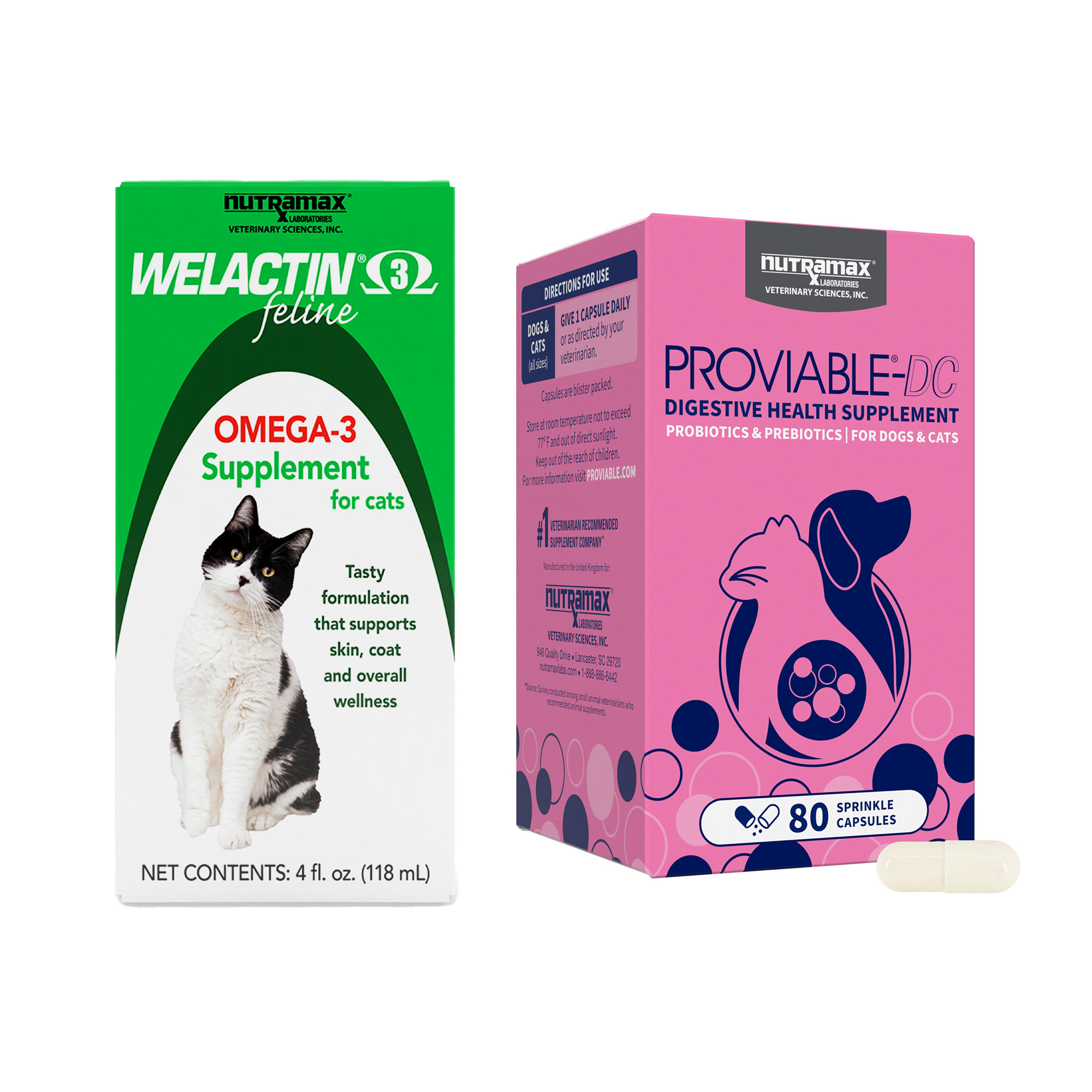 Bundle: Nutramax Proviable + Welactin - Digestive & Skin Support Bundle for Cats-product-tile